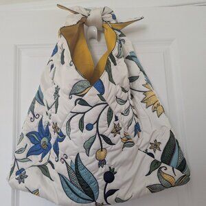 Tory Burch Zoe Quilted Tie Bag in Ivory Floral